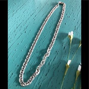 Vintage 80’s-90’s 22” heavy link silver necklace